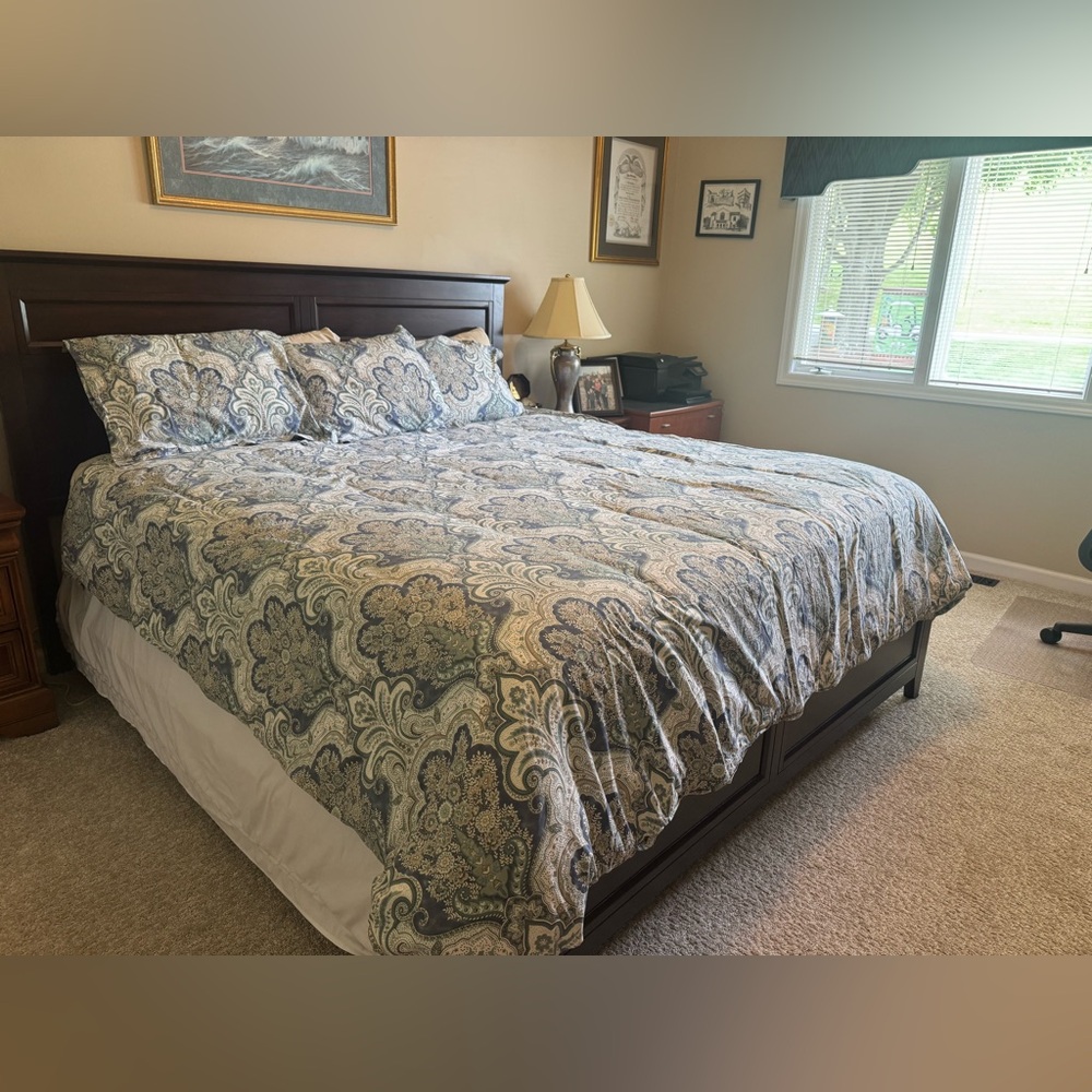 Pottery Barn Jordana Paisley Percale King Duvet Cover + 3 Standard Shams